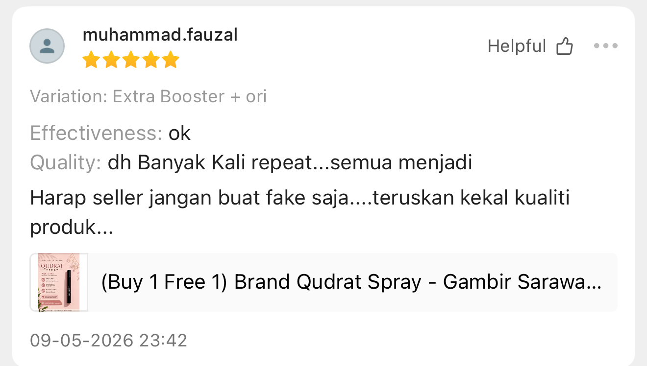 Ulasan pelanggan Qudrat 3